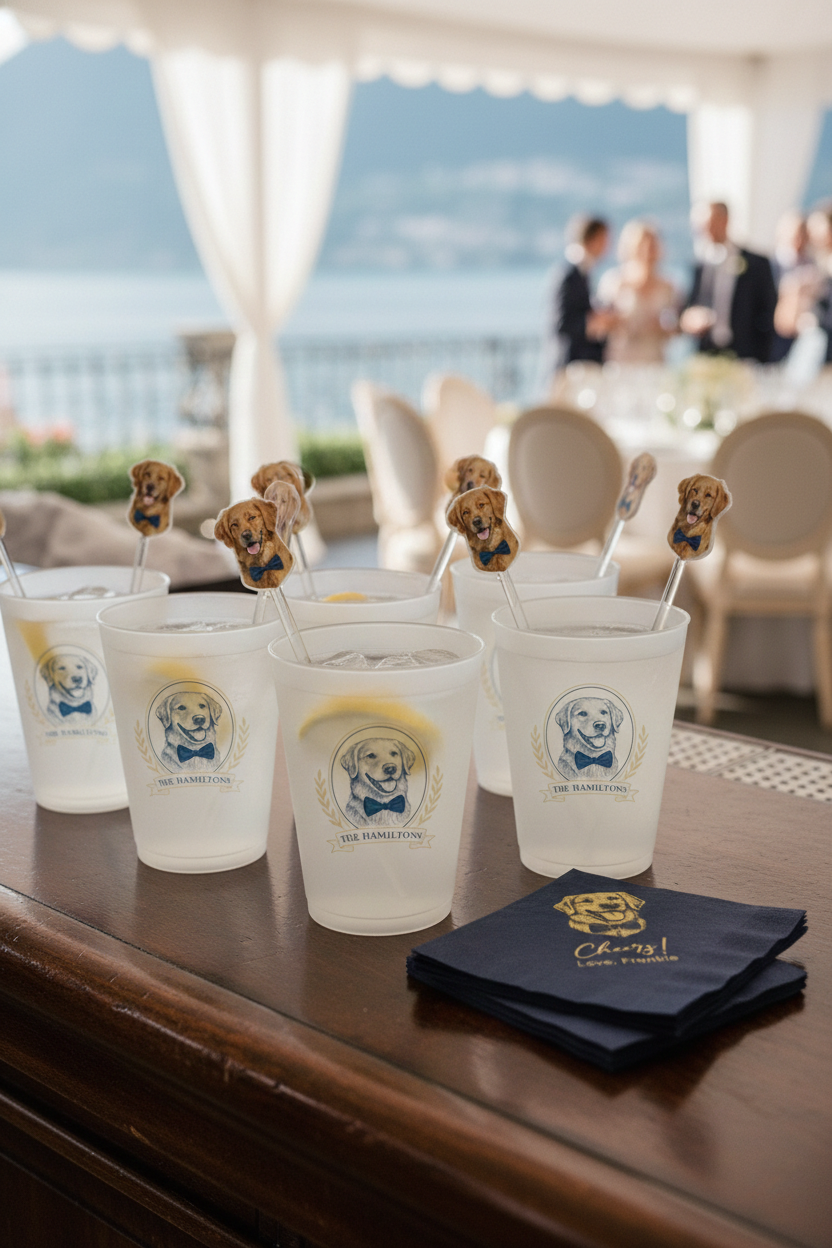 Dog Wedding Cups, Napkins, & Stirrers: How to Style Your Bar