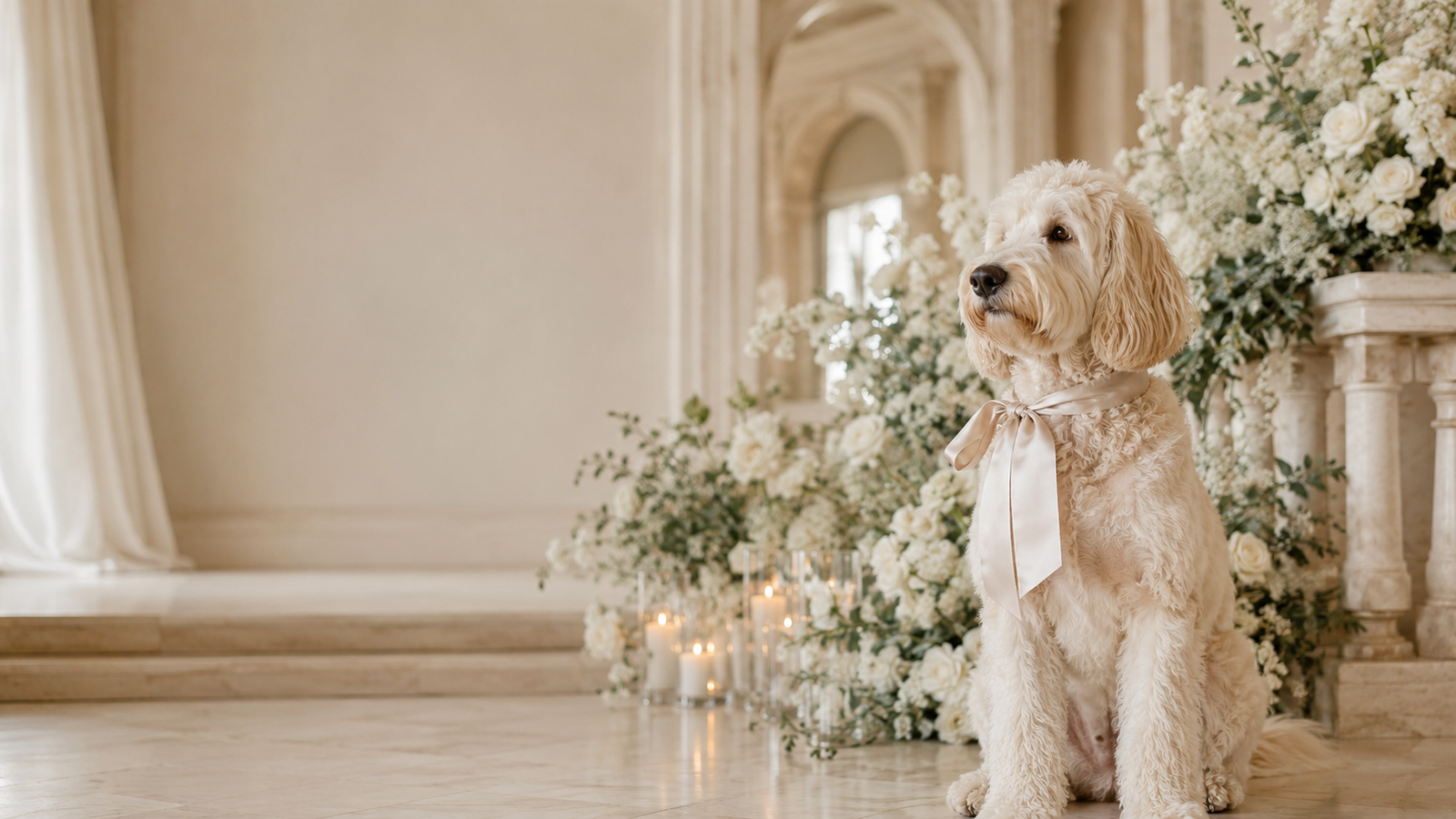 Luxury dog wedding decor, drawn by hand
