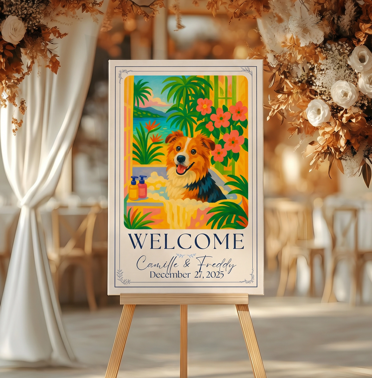 Custom Illustrated Dog Welcome Sign (Digital)